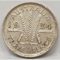 AUSTRALIA 1954 . THREEPENCE . aEXTRA FINE